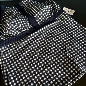NWT Draper James Navy & White Gingham Swim Top with Navy Trim